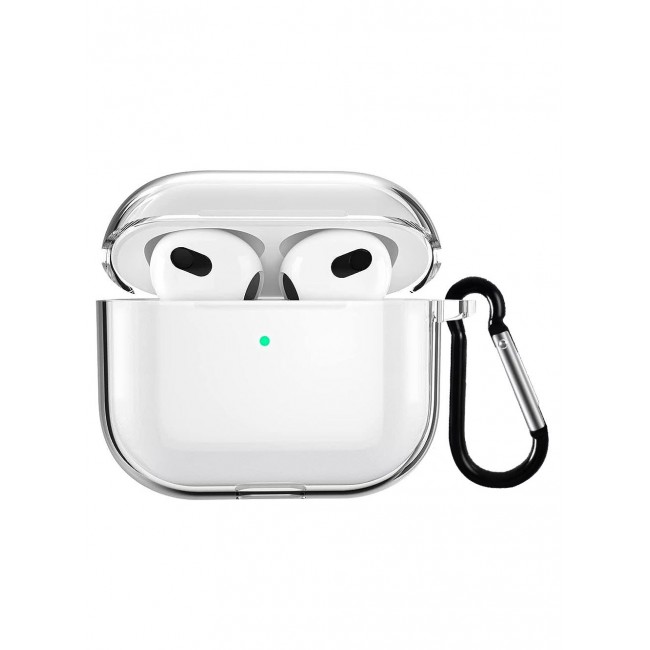 MARGOUN AirPods 3 Shockproof Case Transparent Ultra Slim Cover With Keychain Carabiner Clear