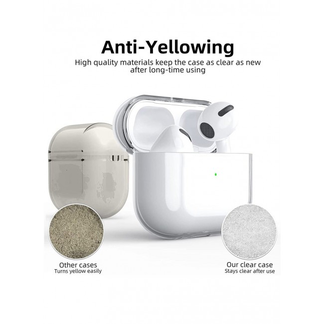 MARGOUN AirPods 3 Shockproof Case Transparent Ultra Slim Cover With Keychain Carabiner Clear