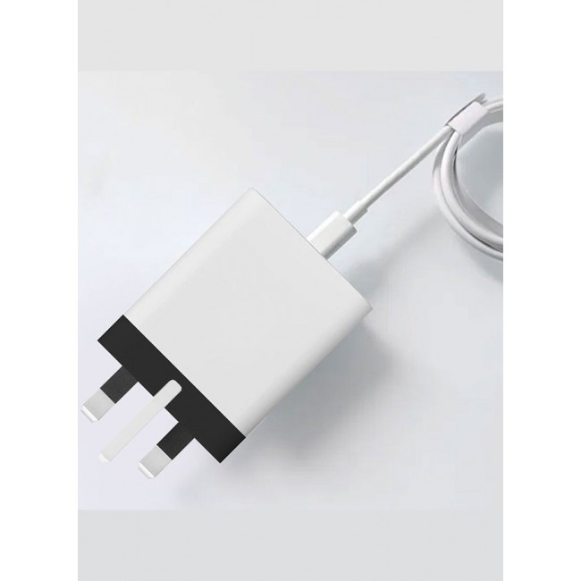 MARGOUN 30W USB-C Super Fast Charger 3 Pins Charger And Cable Compatible With USB-C Devices Fast Charging Phone Charger USB-C To USB C Sync Charge Cable Included White