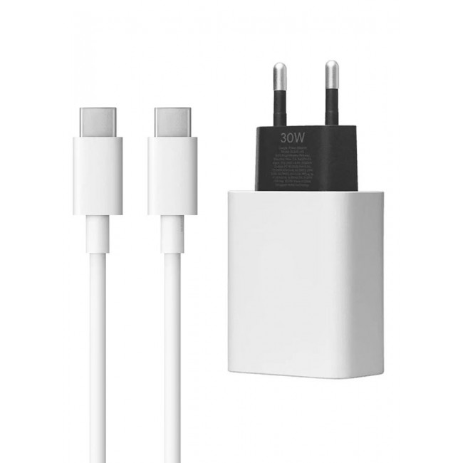 MARGOUN 30W USB-C Super Fast Charger 2 Pins Charger And Cable Compatible With USB-C Devices Fast Charging Phone Charger USB-C To USB C Sync Charge Cable Included White