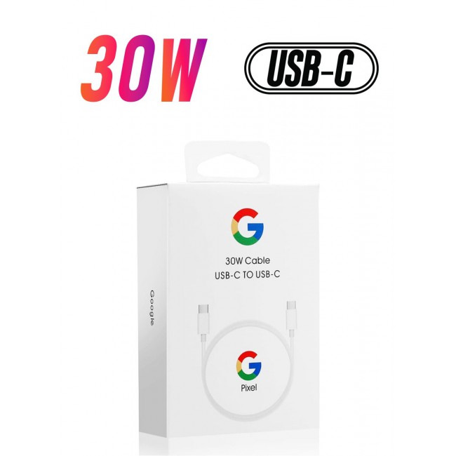 Google 30W USB-C Super Fast Cable Compatible With Google Products And Other USB-C Devices USB-C To USB C Sync Charge Cable White