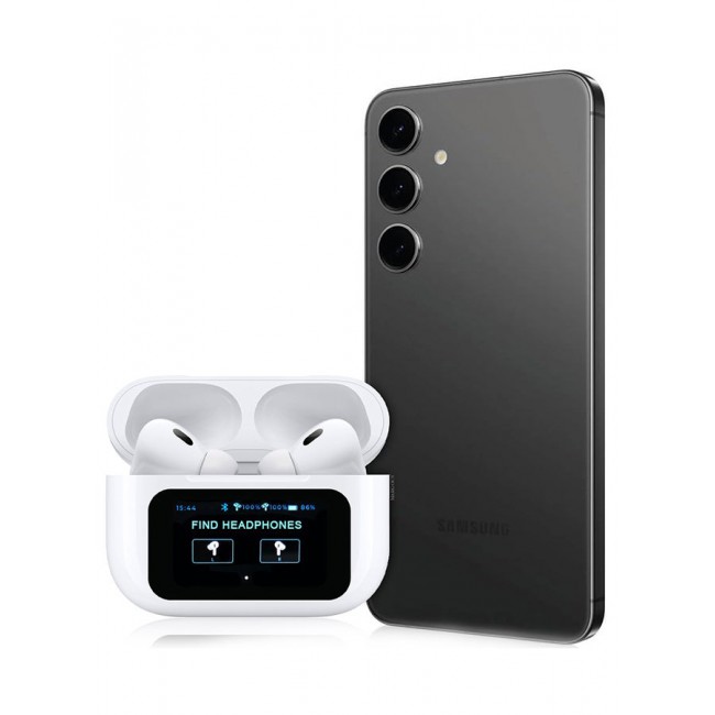 MARGOUN Pods Pro 2 Wireless Bluetooth Headphones Compatible With Samsung Galaxy S24 With Digital Led Display Touch Screen Noise Cancelling With High Sound Quality White