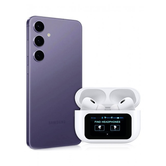MARGOUN Pods Pro 2 Wireless Bluetooth Headphones Compatiable With Samsung Galaxy S24 Plus With Digital Led Display Touch Screen Noise Cancelling With High Sound Quality White