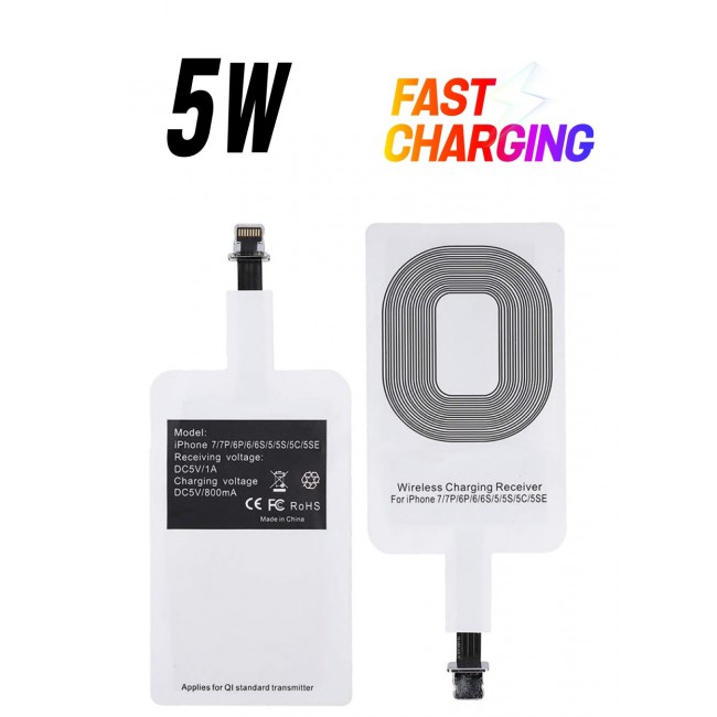 MARGOUN iPhone 5c Wireless Charging Receiver 5V 800mAh Wireless Charger Adapter Plug and Play Fast Charging Qi Receiver White