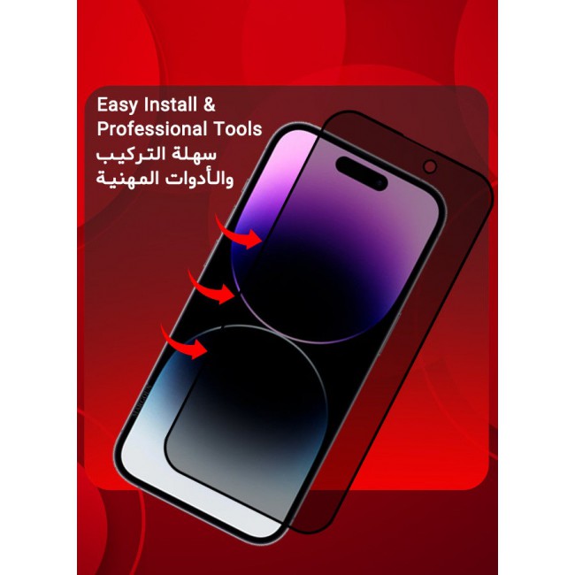 MARGOUN 2Packs Privacy Screen Protector for Apple iPhone 14 Pro Max, 9H Full Coverage Screen Tempered Glass Anti-Spy Bubble Free Case Friendly Black