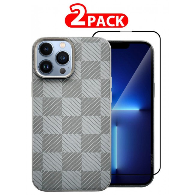 MARGOUN Case Cover For iPhone 13 Pro Max And Screen Protector 2024 New Pattern Aramid Carbon Fiber Phone Case Slim And Light Design MIX4