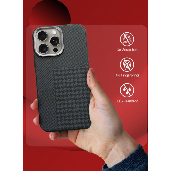 MARGOUN Case Cover For iPhone 15 Pro Max And Screen Protector 2024 New Pattern Aramid Carbon Fiber Phone Case Slim And Light Design MIX1