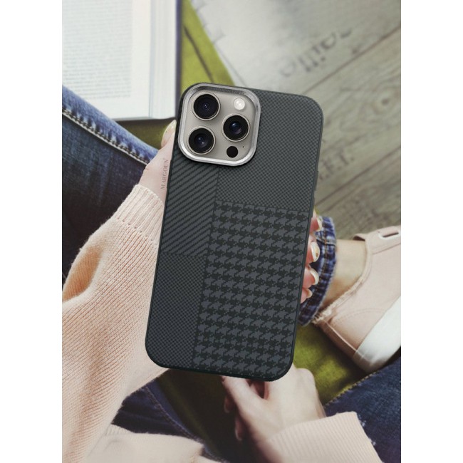 MARGOUN Case Cover For iPhone 15 Pro And Screen Protector 2024 New Pattern Aramid Carbon Fiber Phone Case Slim And Light Design MIX1