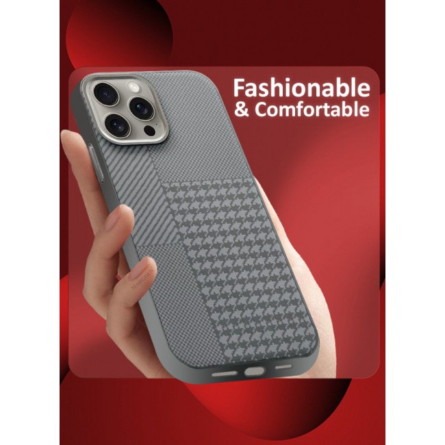 MARGOUN Case Cover For iPhone 15 Pro And Screen Protector 2024 New Pattern Aramid Carbon Fiber Phone Case Slim And Light Design MIX2