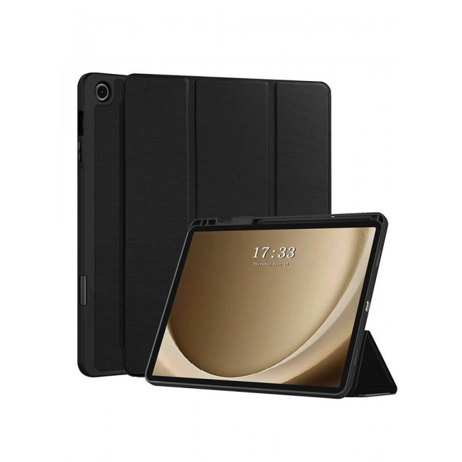 MARGOUN (for Samsung Galaxy Tab A9 Plus) Folio Case Lightweight Slim Leather Cover with Pen Slot Shockproof Back Stand Cover Auto Wake/Sleep Black