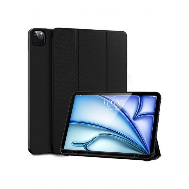MARGOUN (for iPad Air 13 2024) Folio Case Lightweight Slim Leather Cover with Pen Slot Shockproof Back Stand Cover Auto Wake/Sleep Black