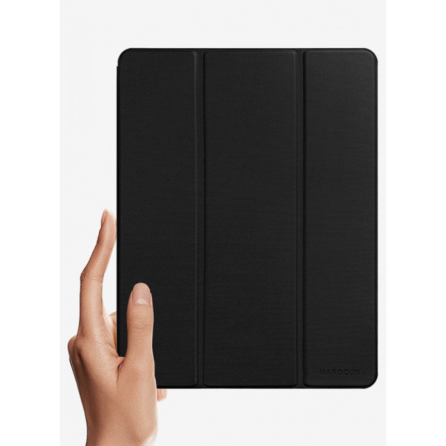 MARGOUN (for iPad Air 13 2024) Folio Case Lightweight Slim Leather Cover with Pen Slot Shockproof Back Stand Cover Auto Wake/Sleep Black