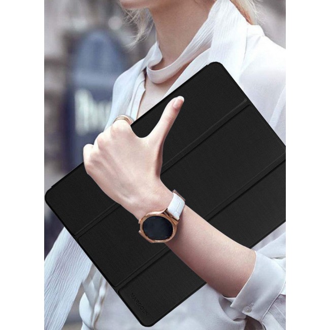 MARGOUN (for iPad Air 13 2024) Folio Case Lightweight Slim Leather Cover with Pen Slot Shockproof Back Stand Cover Auto Wake/Sleep Black