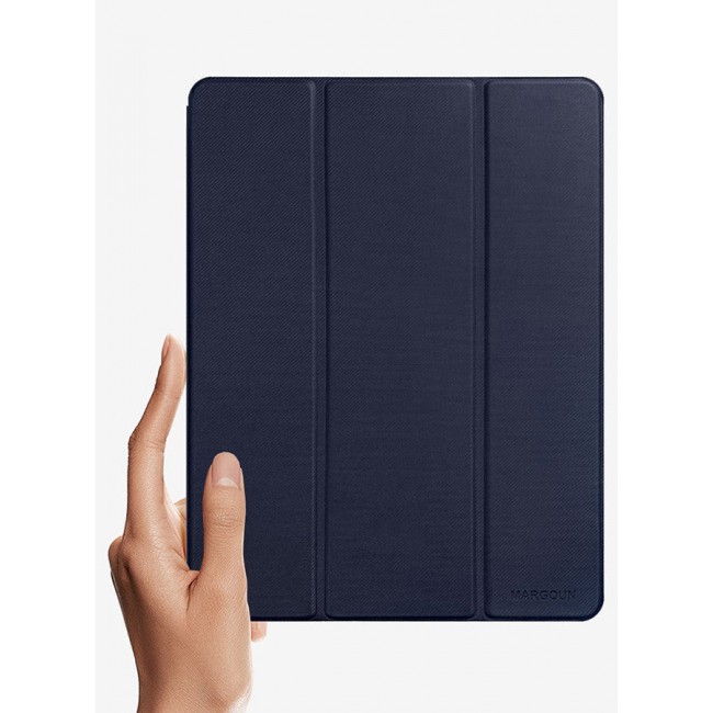 MARGOUN (for iPad 12.9 2022) Folio Case Lightweight Slim Leather Cover with Pen Slot Shockproof Back Stand Cover Auto Wake/Sleep Dark Blue