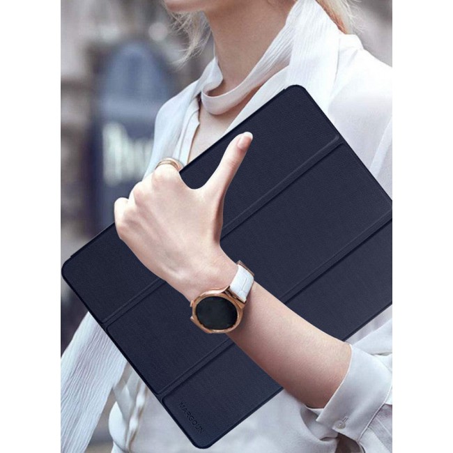 MARGOUN (for iPad 12.9 2022) Folio Case Lightweight Slim Leather Cover with Pen Slot Shockproof Back Stand Cover Auto Wake/Sleep Dark Blue