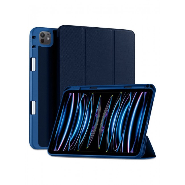 MARGOUN (for iPad Air 4 / 5 / 6) Folio Case Lightweight Slim Leather Cover with Pen Slot Shockproof Back Stand Cover Auto Wake/Sleep Dark Blue