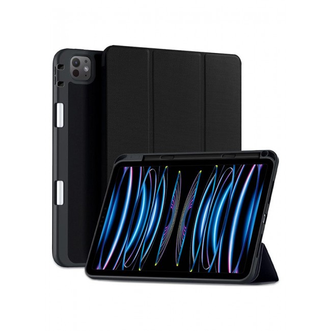 MARGOUN (for iPad Air 4 / 5 / 6) Folio Case Lightweight Slim Leather Cover with Pen Slot Shockproof Back Stand Cover Auto Wake/Sleep Black