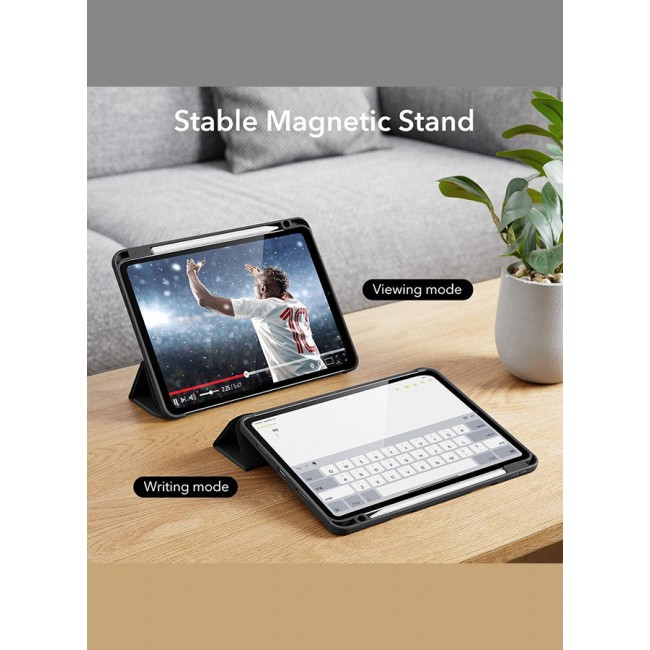 MARGOUN (for iPad Air 4 / 5 / 6) Folio Case Lightweight Slim Leather Cover with Pen Slot Shockproof Back Stand Cover Auto Wake/Sleep Black