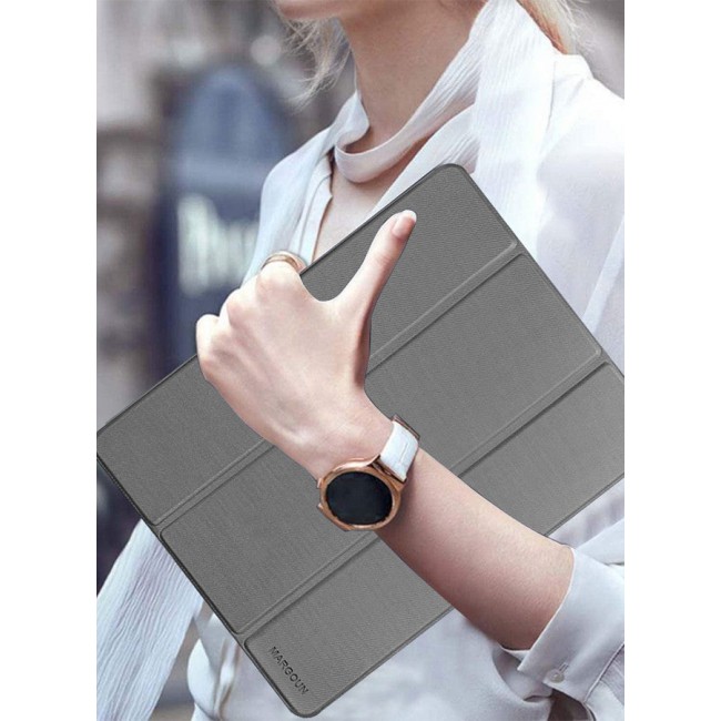 MARGOUN Case for iPad Pro-11 inch (2022/2021/2020 Model) with Pencil Holder, Support 2nd Pencil Charging, Slim Tablet Cover with Soft TPU Back, Auto Wake/Sleep - Grey