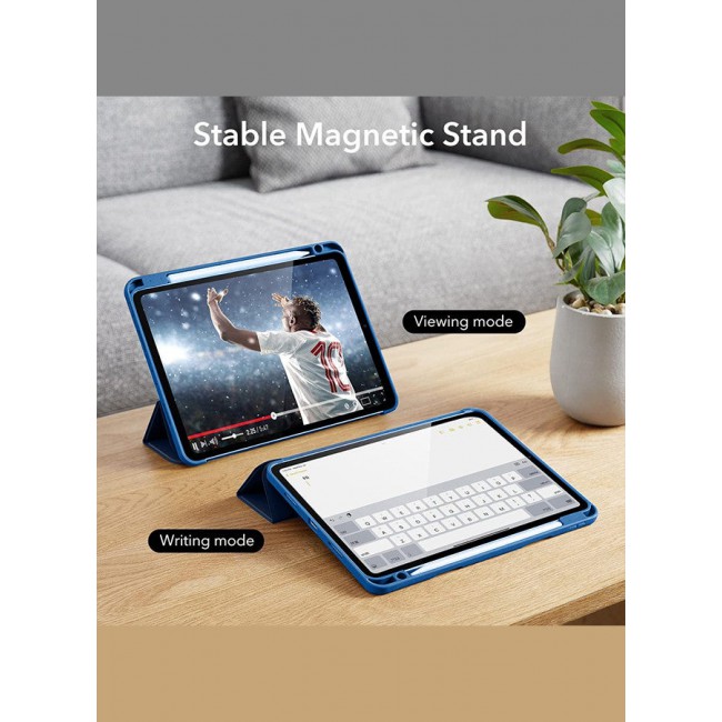 MARGOUN Case for iPad Pro 11-inch M5/M4 2025/2024 (6th/5th Generation) with Pencil Holder, 360 Degree Rotation Protective Stand Cover Clear Back, Auto Wake/Sleep - Dark Blue