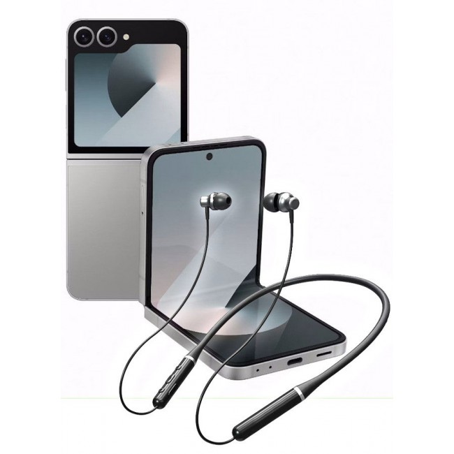 Lenovo (for Samsung Galaxy Z Flip 6) Wireless Headphones Bluetooth V5.0 IPX5 Waterproof Magnetic Neckband Sport Earphones with Mic Black