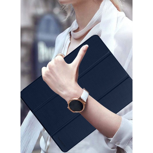 MARGOUN (for iPad Air 11 2024) Folio Case Lightweight Slim Leather Cover with Pen Slot Shockproof Back Stand Cover Auto Wake/Sleep Dark Blue