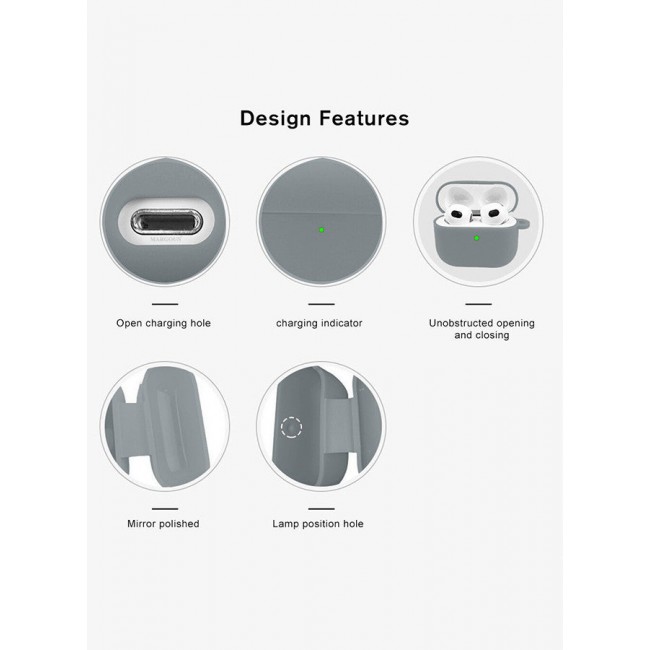 MARGOUN (for Airpods 3) Soft Silicone Skin Case Cover with Keychain for AirPods 3rd Generation Charging Case Cover,Ultrathin Thick Protective Case Grey