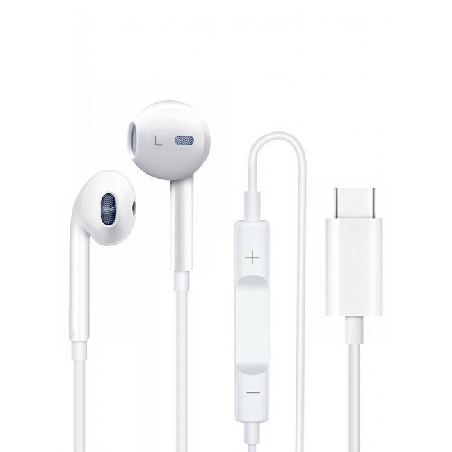 MARGOUN ( for iPhone 16 Pro ) Wired Headphone For Apple Type C Wired iPhone Headphones In-Ear Earbuds Built-in Microphone and Volume Control White