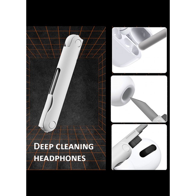 MARGOUN 3 in 1 Foldable Cleaning Kit , Silicone Nib , Soft Brush , Flocking Sponge Cleaning Kit , Electronic Cleaner for Audio Device/Laptop/Phone/Computer/Screen White