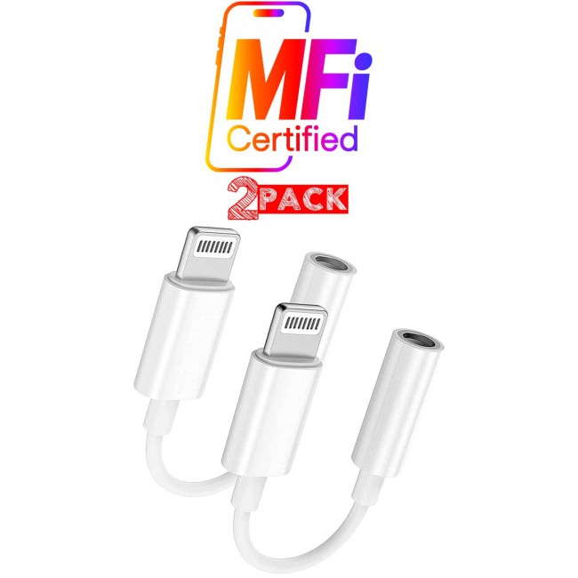 MARGOUN 2Pack Lightning to 3.5mm AUX Jack Adapter Cable for iPhone to Headphone Converter White