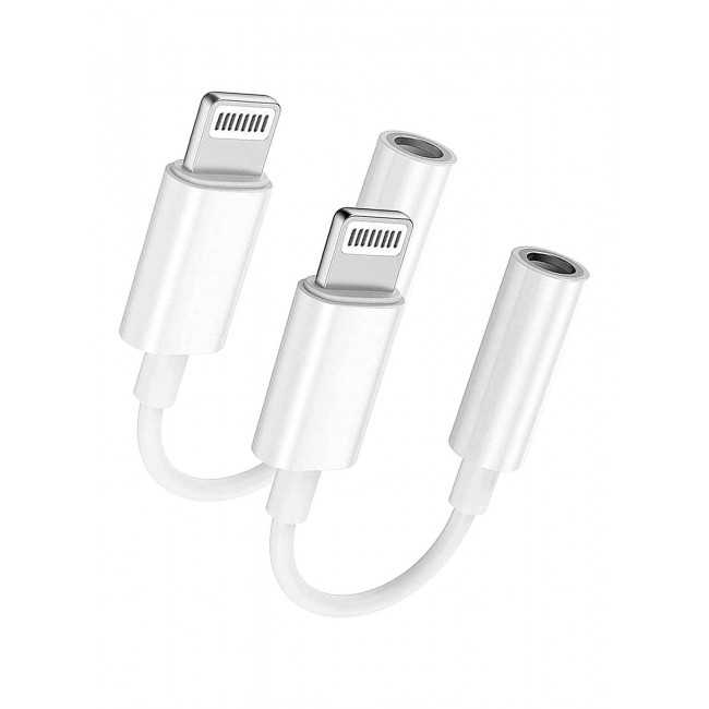 MARGOUN 2Pack Lightning to 3.5mm AUX Jack Adapter Cable for iPhone to Headphone Converter White