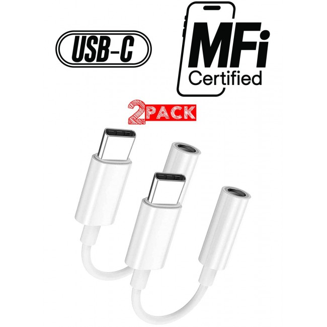 MARGOUN 2Pack USB C to 3.5mm AUX Jack Adapter Type C to Headphone Jack Adapter White
