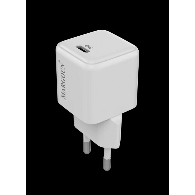 MARGOUN 25W PD Fast Charger Adapter Type C 2Pins for iPhone Samsung and all Universal Mobile Phones and Digital Devices White