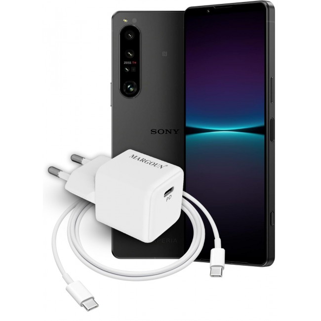 MARGOUN 25W PD Fast Adapter Type C 2Pins with 1m Cable Type C for Sony Xperia 1 V and Sony Xperia 1 IV White