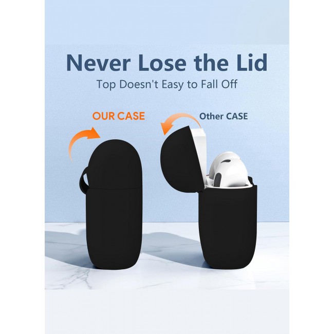 MARGOUN ( for Airpods 4 2024 ) Case Soft Silicone Elegant Cover with Keychain Black