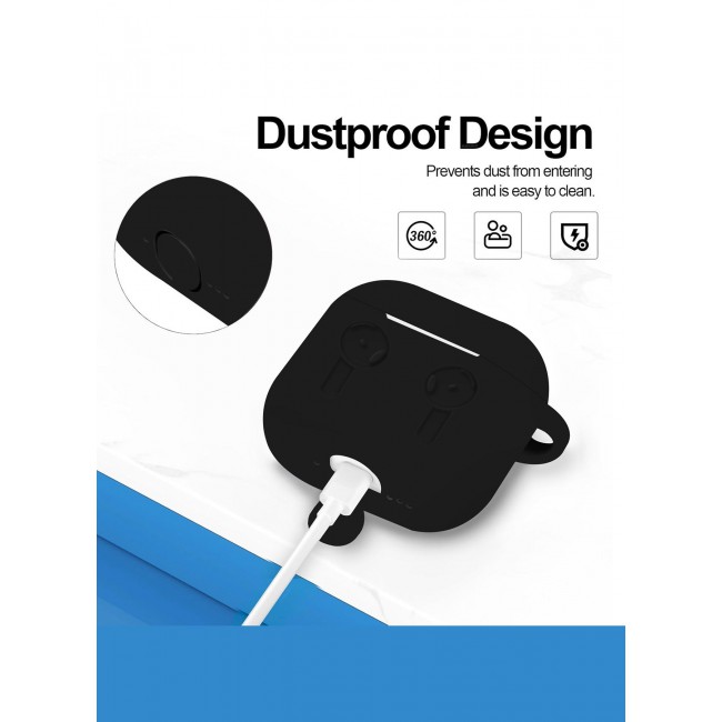 MARGOUN ( for Airpods 4 2024 ) Case Soft Silicone Elegant Cover with Keychain Black