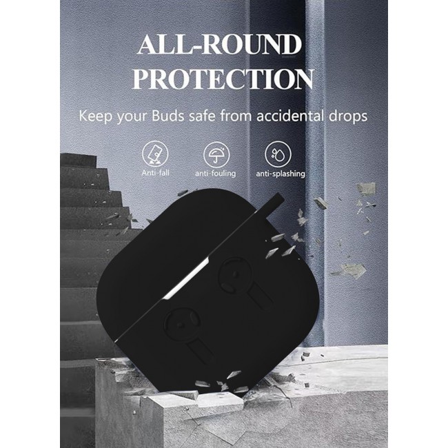 MARGOUN ( for Airpods 4 2024 ) Case Soft Silicone Elegant Cover with Keychain Black