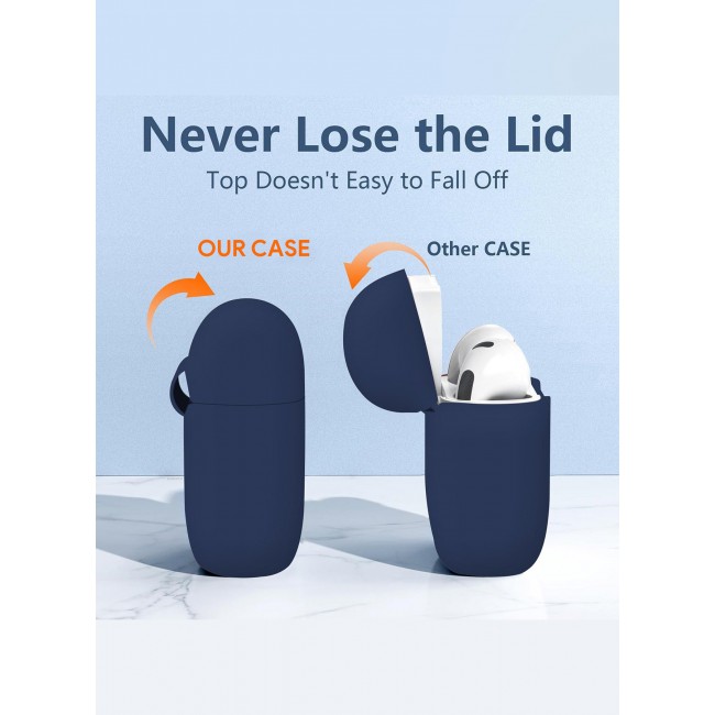MARGOUN ( for Airpods 4 2024 ) Case Soft Silicone Elegant Cover with Keychain Midnight Blue