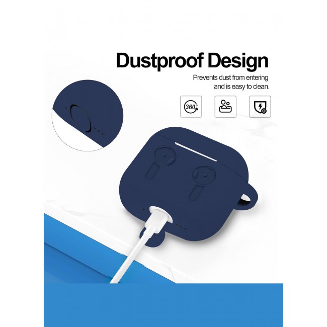 MARGOUN ( for Airpods 4 2024 ) Case Soft Silicone Elegant Cover with Keychain Midnight Blue