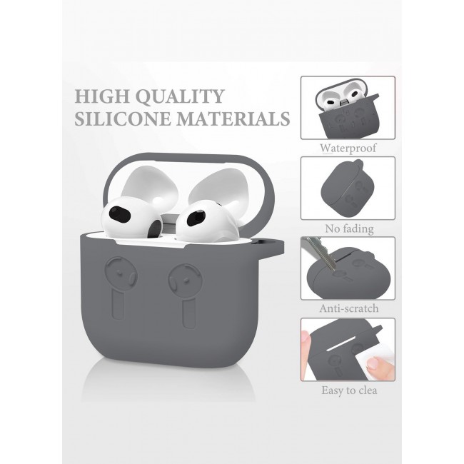 MARGOUN ( for Airpods 4 2024 ) Case Soft Silicone Elegant Cover with Keychain Dark Grey