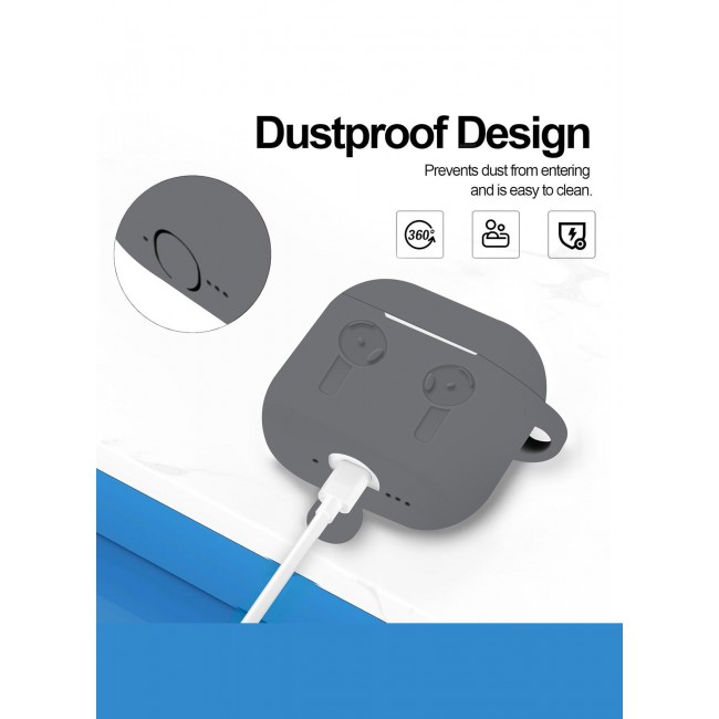 MARGOUN ( for Airpods 4 2024 ) Case Soft Silicone Elegant Cover with Keychain Dark Grey