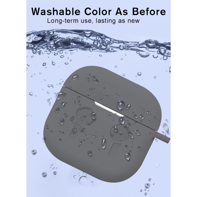MARGOUN ( for Airpods 4 2024 ) Case Soft Silicone Elegant Cover with Keychain Dark Grey