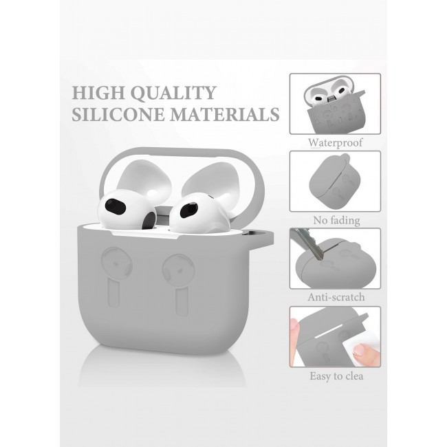 MARGOUN ( for Airpods 4 2024 ) Case Soft Silicone Elegant Cover with Keychain Light Grey
