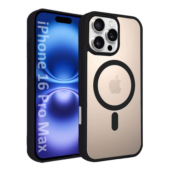 MARGOUN (for iPhone 16 Pro Max) 2Packs Magsafe Case Cover Sidecolor Magnetic Strong Shockproof Protective Slim Thin Translucent Cover with Screen Protector - Black-2