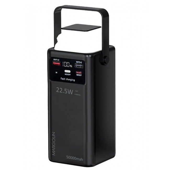 MARGOUN 50000 mAh 2 Packs PD Power Bank with LED Display and 22.5W Fast Charging with 4 Built-in Cables and Camping Lamp - Black-2