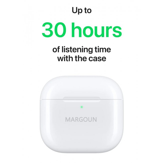 MARGOUN Premium Wireless Earbuds with ANC and 30-Hour Battery Life for Apple iPhone 16 Pro - White-1