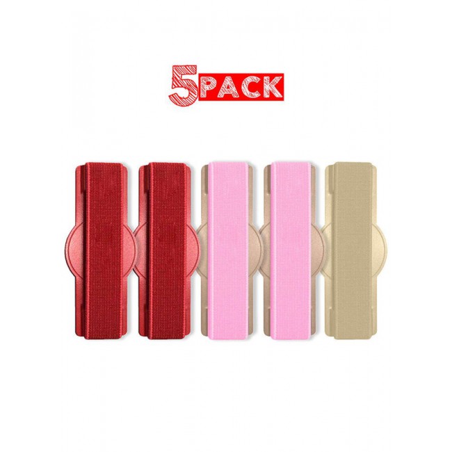 MARGOUN 5Packs, Finger Grip Phone Holder - Compact and Ergonomic Design Anti Slip Mobile Phone Back Grip Holder / Pink Red Gold-5