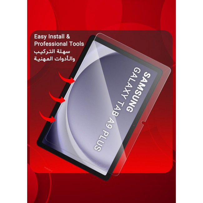 MARGOUN (for Samsung Galaxy Tab A9 Plus) 2Packs Premium Screen Protector Full Coverage, Scratch-Resistant Anti Bubble Clear