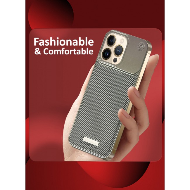MARGOUN iPhone 13 Pro Max 2 Pack Case Leather Metal Design, Slim Lightweight Minimalist Cover,1 Case 1 Screen Protector Carbon Grey-2