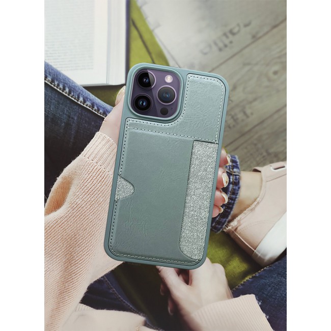 MARGOUN iPhone 14 Pro Max 2Packs Case Leather Antifingerprint Cover with Wallet Card Slot Shell, Side Insert Card Holder, Anti Fall Protection - Grey Grey-2